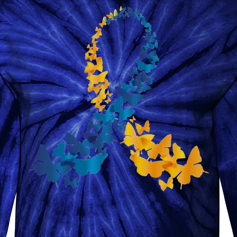 Down Syndrome Butterfly Awareness Tie-Dye Long Sleeve Shirt