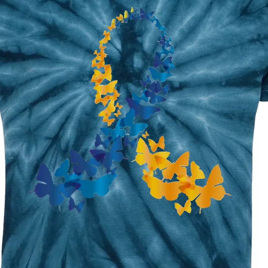 Down Syndrome Butterfly Awareness Kids Tie-Dye T-Shirt