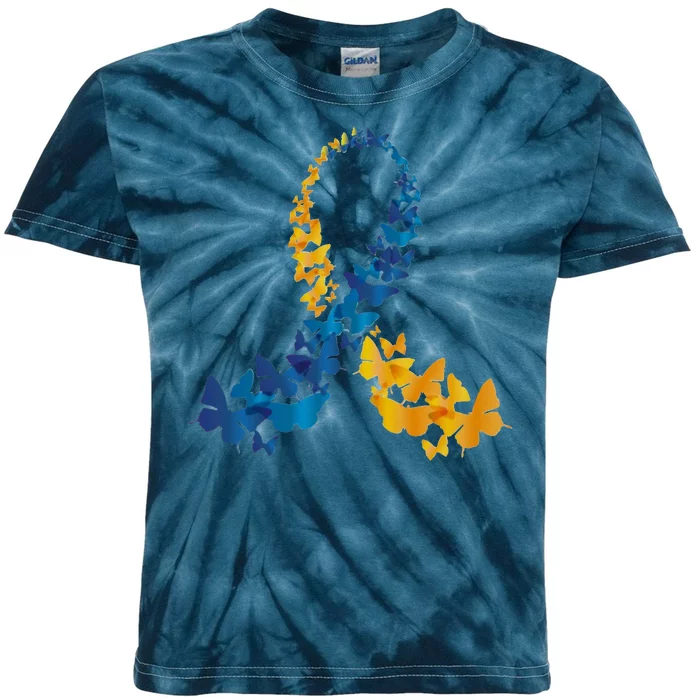 Down Syndrome Butterfly Awareness Kids Tie-Dye T-Shirt