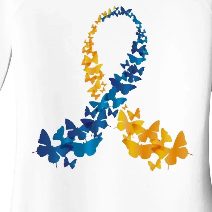 Down Syndrome Butterfly Awareness Women's Perfect Tri Tunic Long Sleeve Shirt