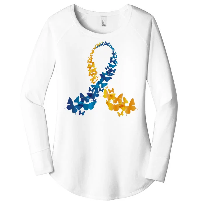 Down Syndrome Butterfly Awareness Women's Perfect Tri Tunic Long Sleeve Shirt