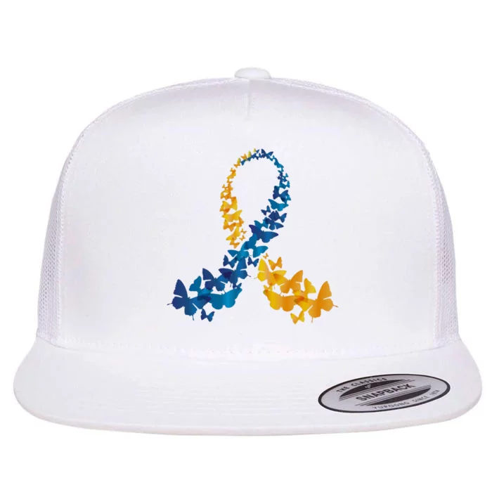 Down Syndrome Butterfly Awareness Flat Bill Trucker Hat