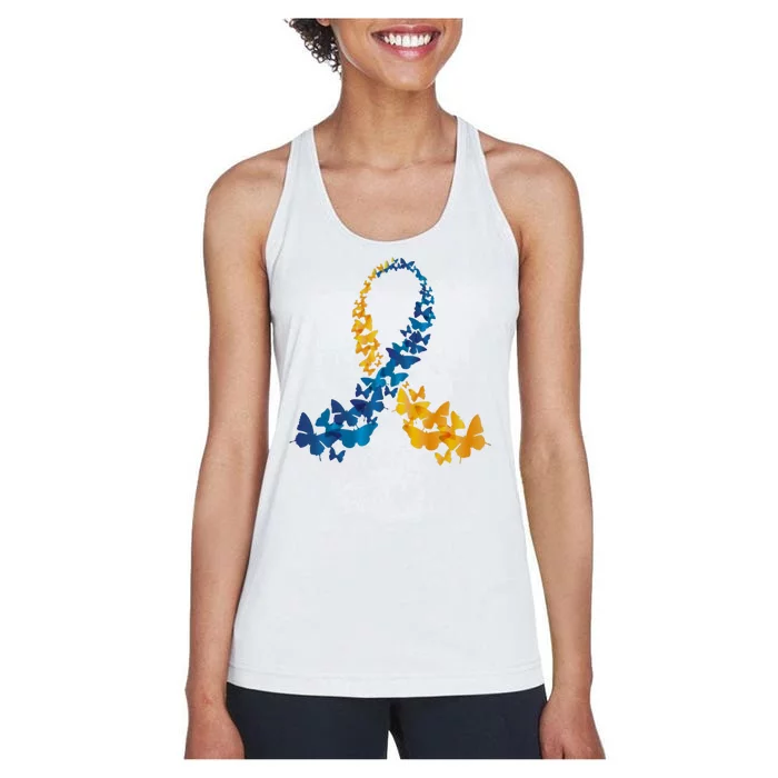 Down Syndrome Butterfly Awareness Women's Racerback Tank