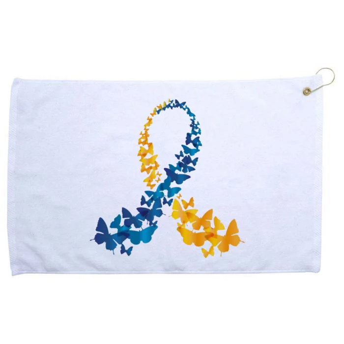 Down Syndrome Butterfly Awareness Grommeted Golf Towel