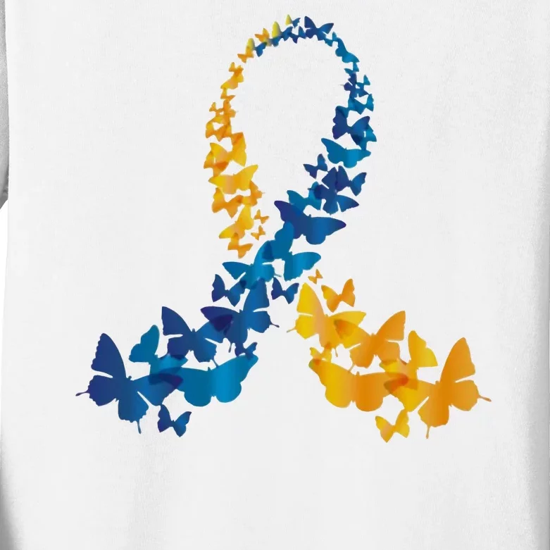 Down Syndrome Butterfly Awareness Kids Long Sleeve Shirt