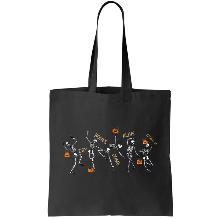 Dancing Skeleton Bible Verse Dry Bones Come Alive Christian Tote Bag