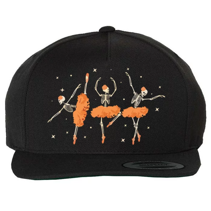 Dancing Skeleton Ballerina Ballet Dance Halloween Women Girl Sweat Wool Snapback Cap