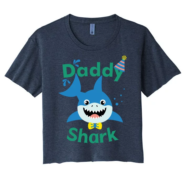 Daddy Shark Birthday Party Matching Family Women's Crop Top Tee