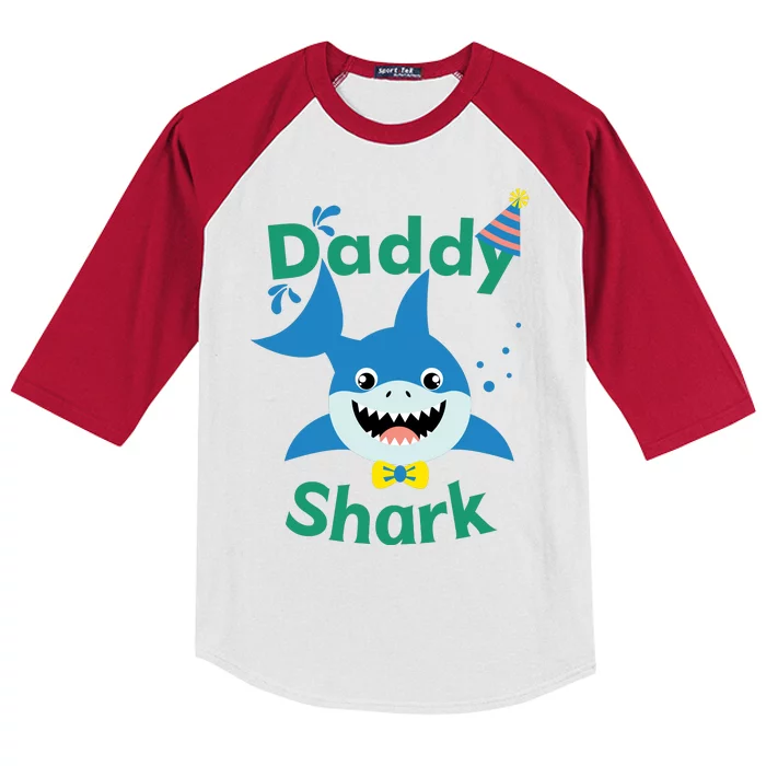 Daddy Shark Birthday Party Matching Family Kids Colorblock Raglan Jersey