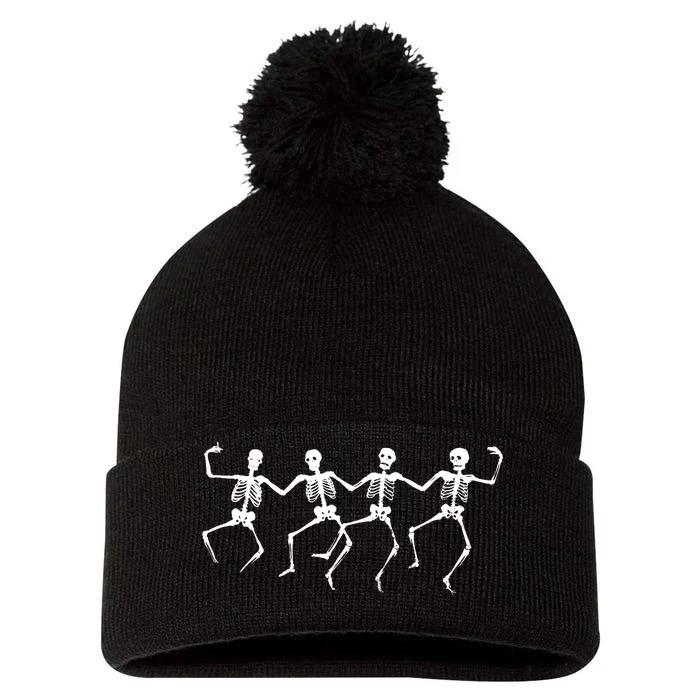 Dancing Skeletons Bones Pom Pom 12in Knit Beanie