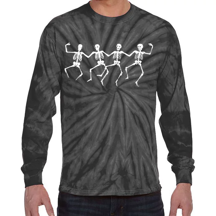 Dancing Skeletons Bones Tie-Dye Long Sleeve Shirt