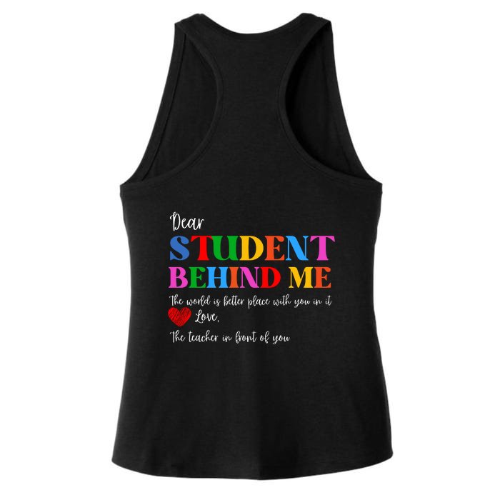 Dear Student Behind Me Front & Back Ladies Tri-Blend Wicking Tank