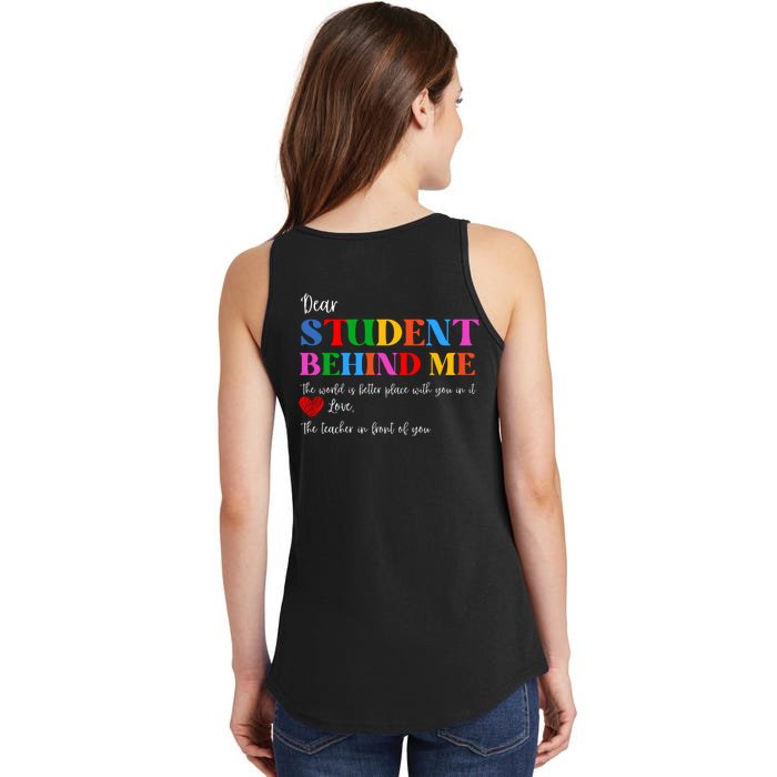 Dear Student Behind Me Front & Back Ladies Essential Tank