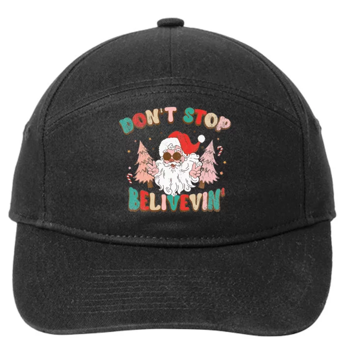 Don't Stop Believing Santa Claus Funny Christmas Xmas Saying 7-Panel Snapback Hat