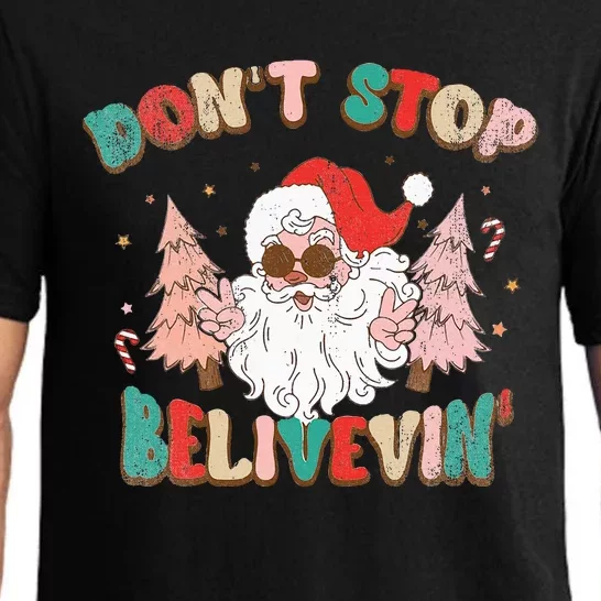 Don't Stop Believing Santa Claus Funny Christmas Xmas Saying Pajama Set