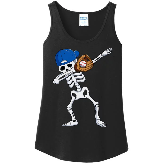 Dabbing Skeleton Baseball Player Halloween Kids Ladies Essential Tank