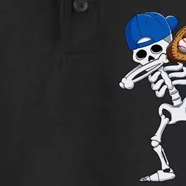 Dabbing Skeleton Baseball Player Halloween Kids Dry Zone Grid Performance Polo