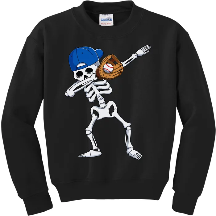 Dabbing Skeleton Baseball Player Halloween Kids Kids Sweatshirt