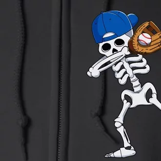 Dabbing Skeleton Baseball Player Halloween Kids Full Zip Hoodie