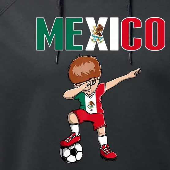 Dabbing Soccer Boy Mexico Soccer Fans Jersey Mexican Flag Performance Fleece Hoodie