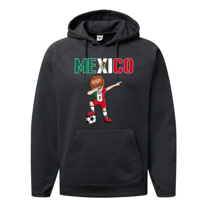 Dabbing Soccer Boy Mexico Soccer Fans Jersey Mexican Flag Performance Fleece Hoodie