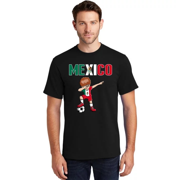 Dabbing Soccer Boy Mexico Soccer Fans Jersey Mexican Flag Tall T-Shirt