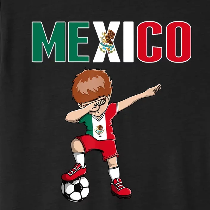 Dabbing Soccer Boy Mexico Soccer Fans Jersey Mexican Flag ChromaSoft Performance T-Shirt