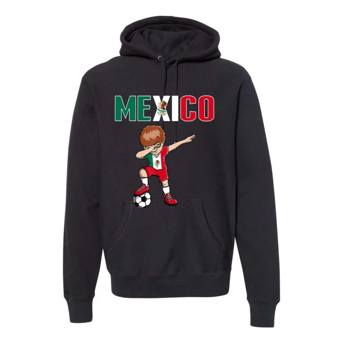 Dabbing Soccer Boy Mexico Soccer Fans Jersey Mexican Flag Premium Hoodie