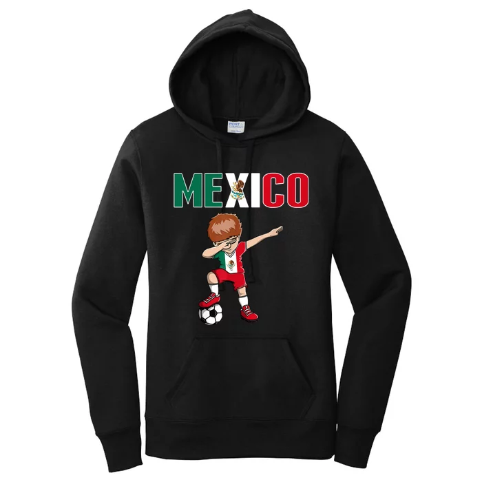 Dabbing Soccer Boy Mexico Soccer Fans Jersey Mexican Flag Women's Pullover Hoodie