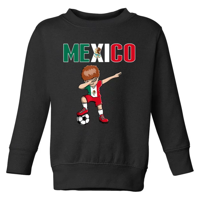 Dabbing Soccer Boy Mexico Soccer Fans Jersey Mexican Flag Toddler Sweatshirt