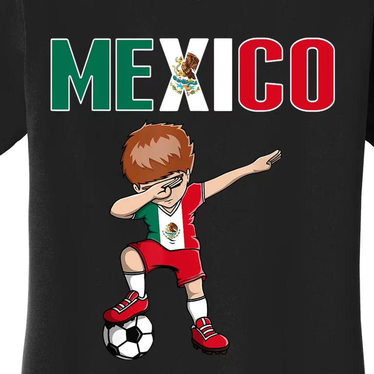 Dabbing Soccer Boy Mexico Soccer Fans Jersey Mexican Flag Women's T-Shirt