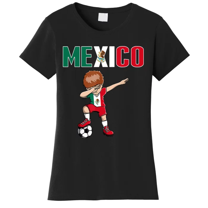 Dabbing Soccer Boy Mexico Soccer Fans Jersey Mexican Flag Women's T-Shirt