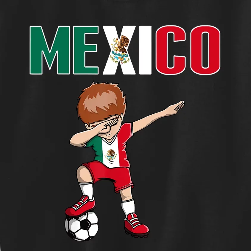 Dabbing Soccer Boy Mexico Soccer Fans Jersey Mexican Flag Kids Sweatshirt