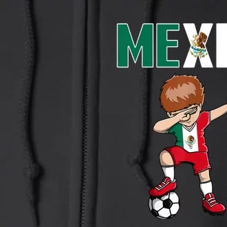 Dabbing Soccer Boy Mexico Soccer Fans Jersey Mexican Flag Full Zip Hoodie