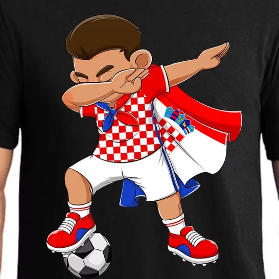 Dabbing Soccer Boy Croatia Football Flag Pajama Set