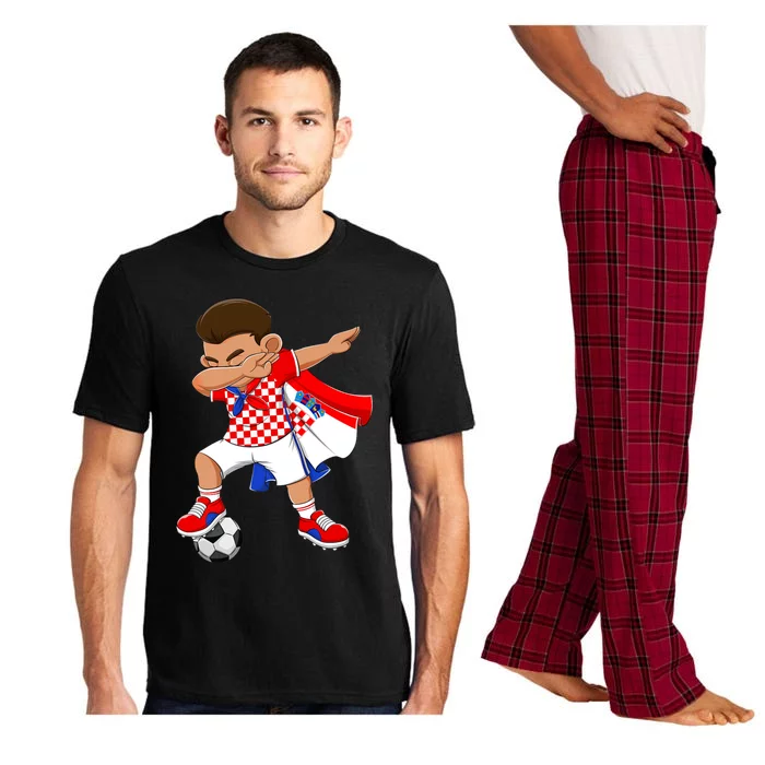 Dabbing Soccer Boy Croatia Football Flag Pajama Set