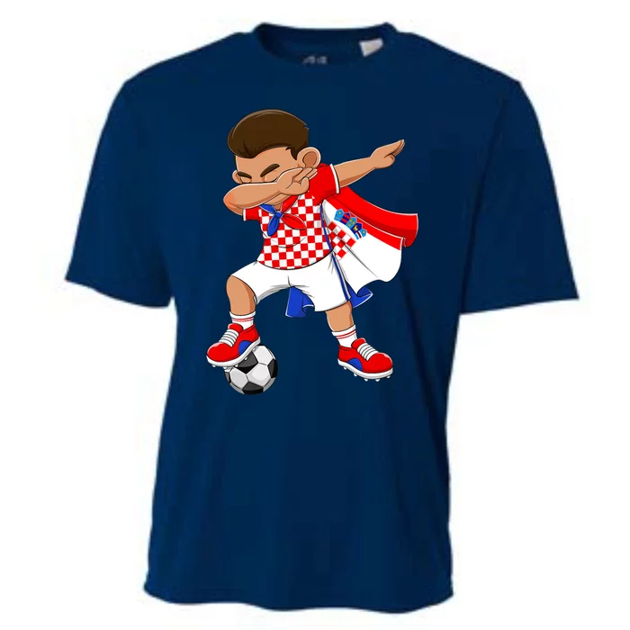 Dabbing Soccer Boy Croatia Football Flag Cooling Performance Crew T-Shirt