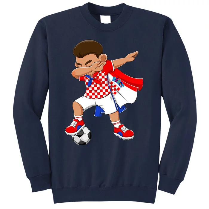 Dabbing Soccer Boy Croatia Football Flag Tall Sweatshirt