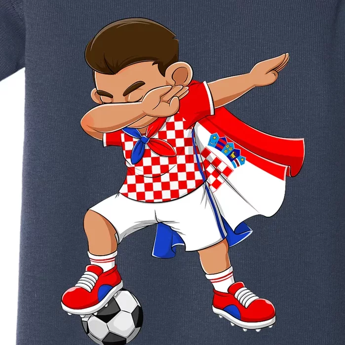 Dabbing Soccer Boy Croatia Football Flag Baby Bodysuit