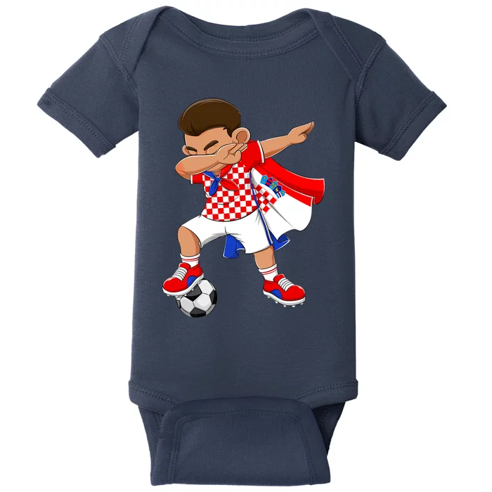 Dabbing Soccer Boy Croatia Football Flag Baby Bodysuit