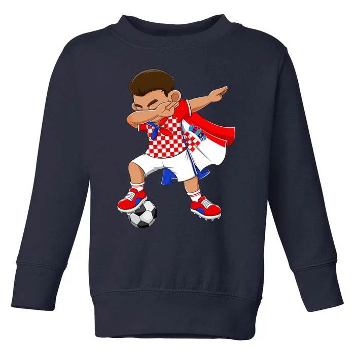 Dabbing Soccer Boy Croatia Football Flag Toddler Sweatshirt