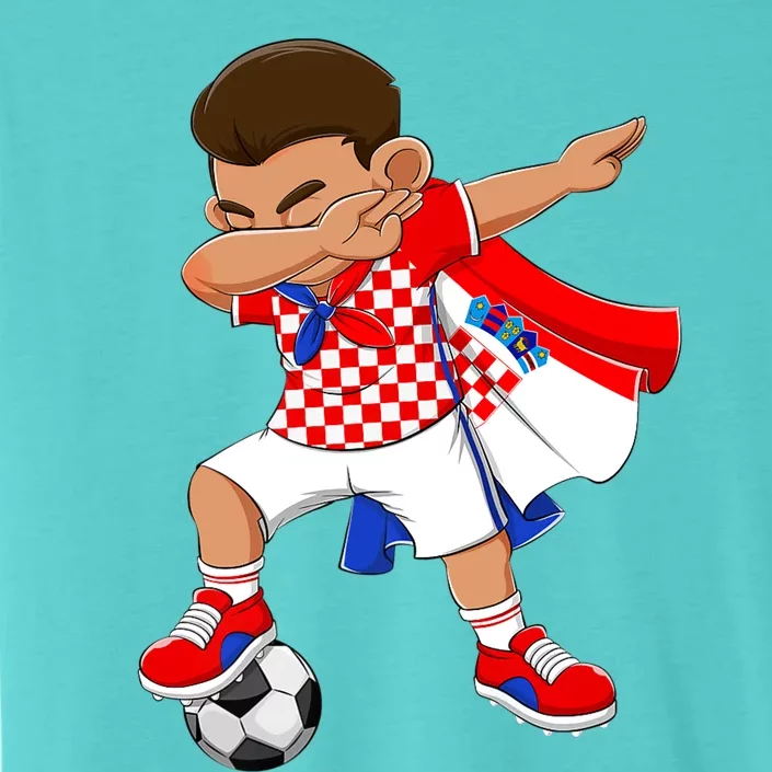 Dabbing Soccer Boy Croatia Football Flag ChromaSoft Performance T-Shirt