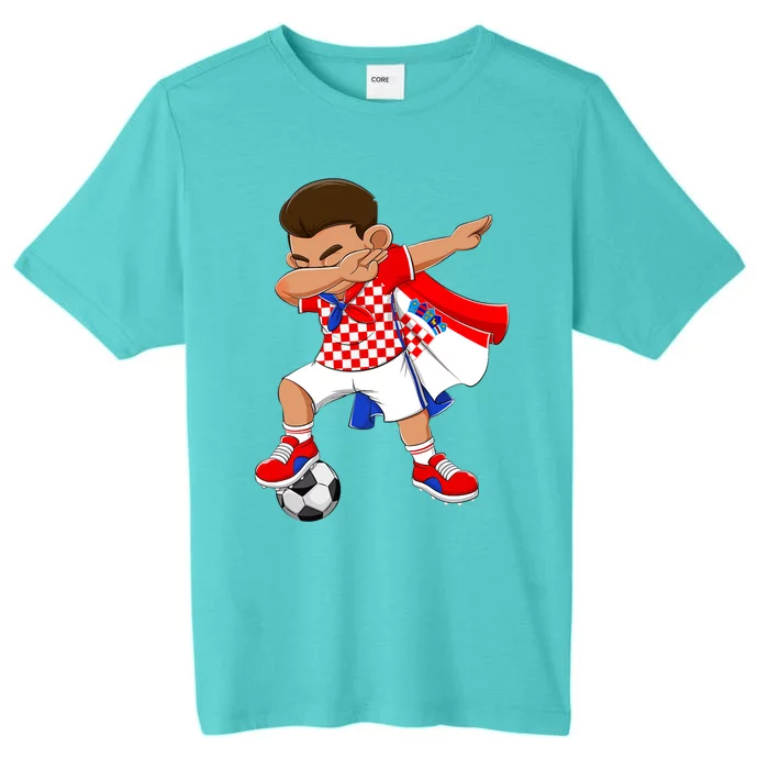 Dabbing Soccer Boy Croatia Football Flag ChromaSoft Performance T-Shirt