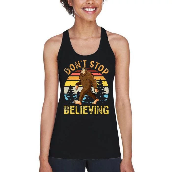 Don't Stop Believing Funny BigFoot Women's Racerback Tank