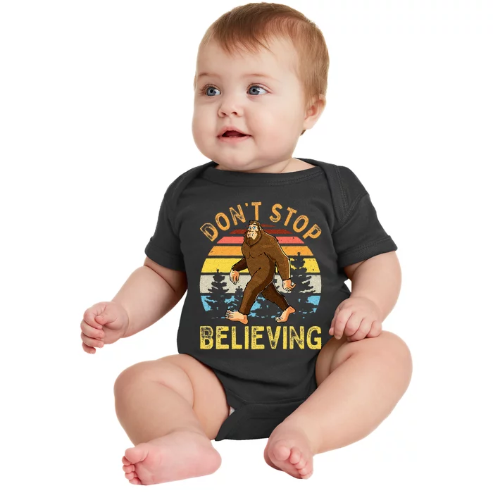 Don't Stop Believing Funny BigFoot Baby Bodysuit