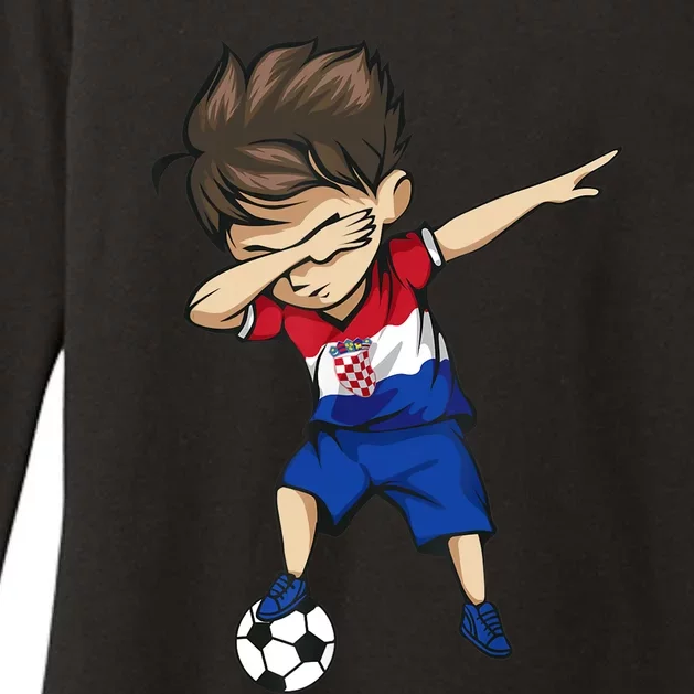 Dabbing Soccer Boy Croatia Jersey Croatian Football Womens CVC Long Sleeve Shirt