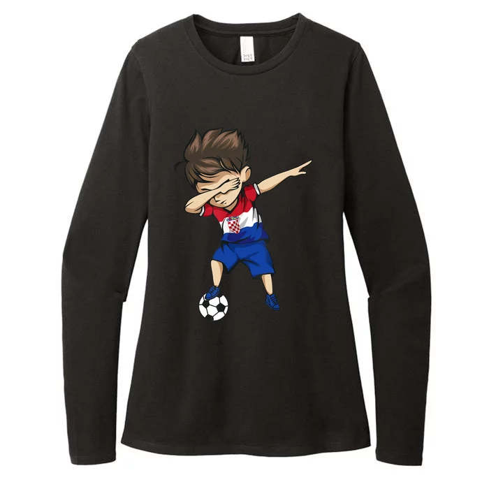 Dabbing Soccer Boy Croatia Jersey Croatian Football Womens CVC Long Sleeve Shirt