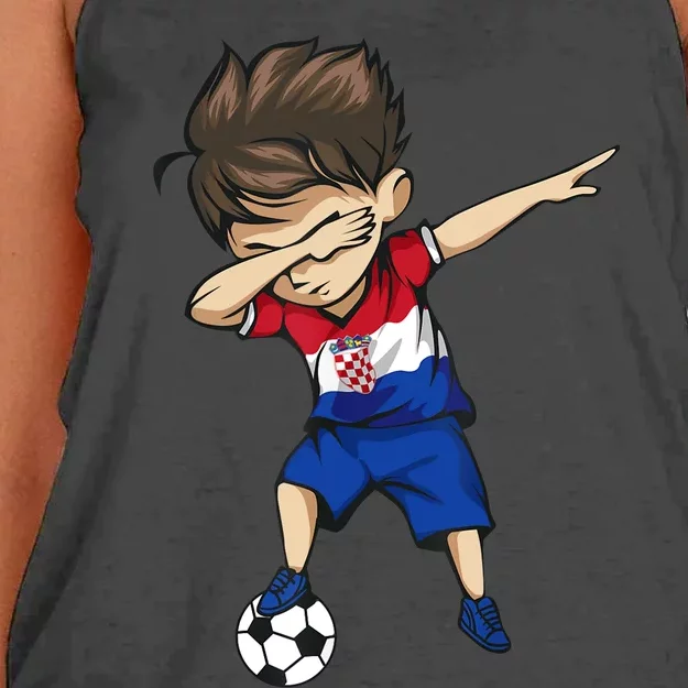 Dabbing Soccer Boy Croatia Jersey Croatian Football Women's Knotted Racerback Tank