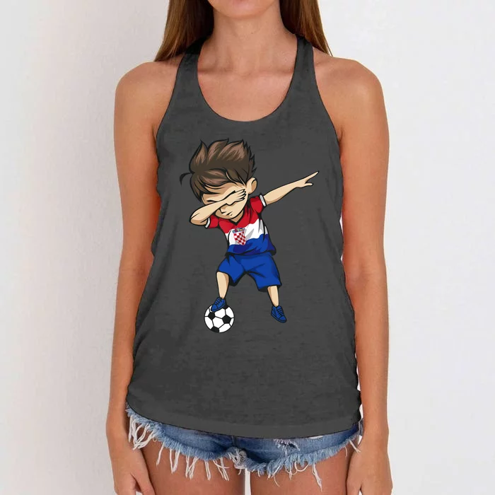 Dabbing Soccer Boy Croatia Jersey Croatian Football Women's Knotted Racerback Tank