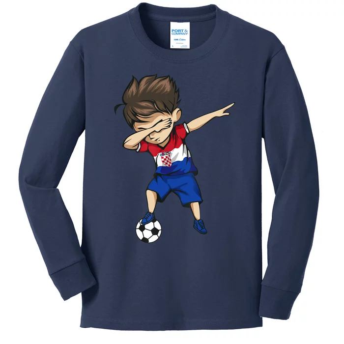 Dabbing Soccer Boy Croatia Jersey Croatian Football Kids Long Sleeve Shirt